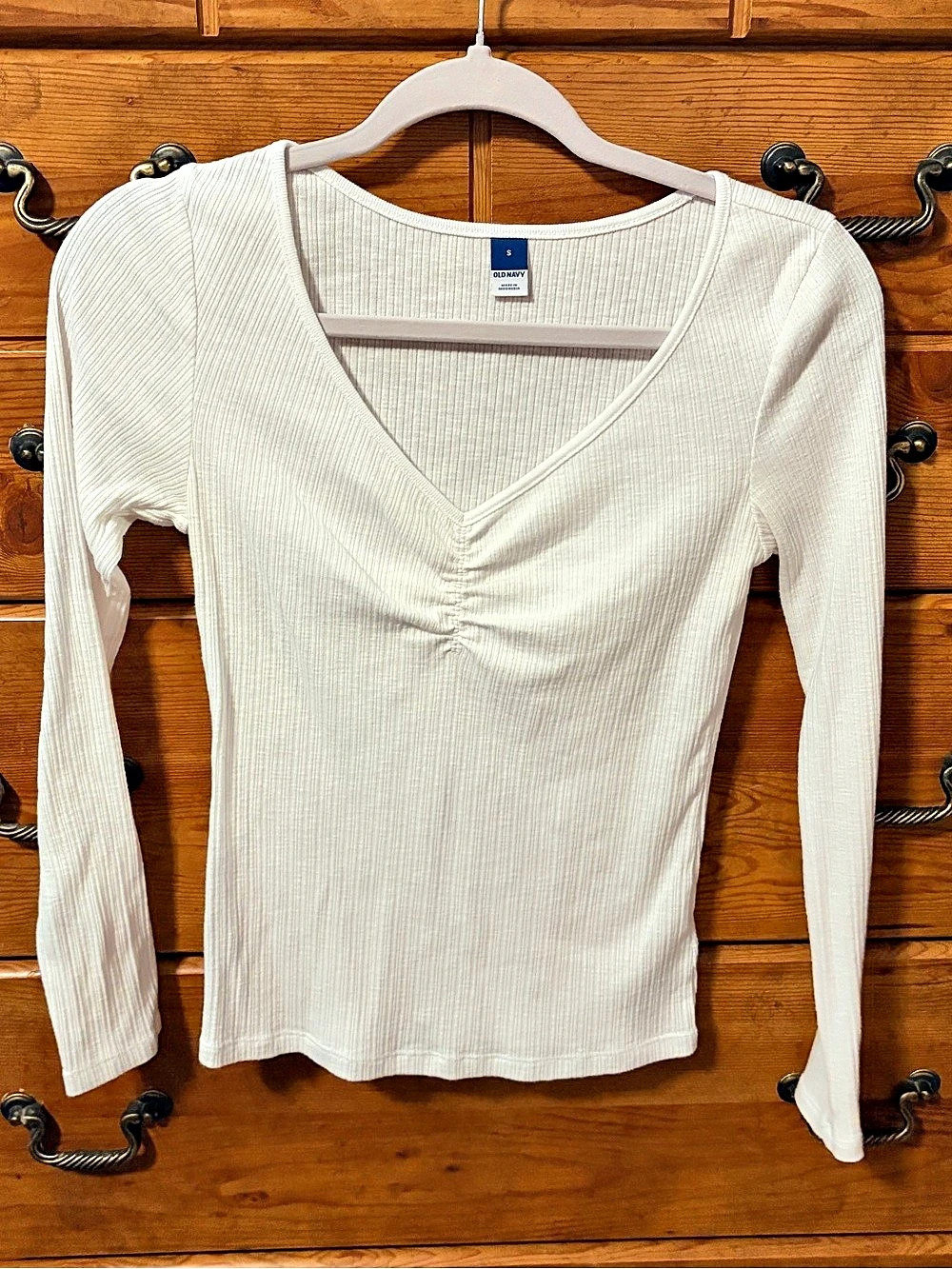Old Navy Ribbed Long Sleeve Top in White